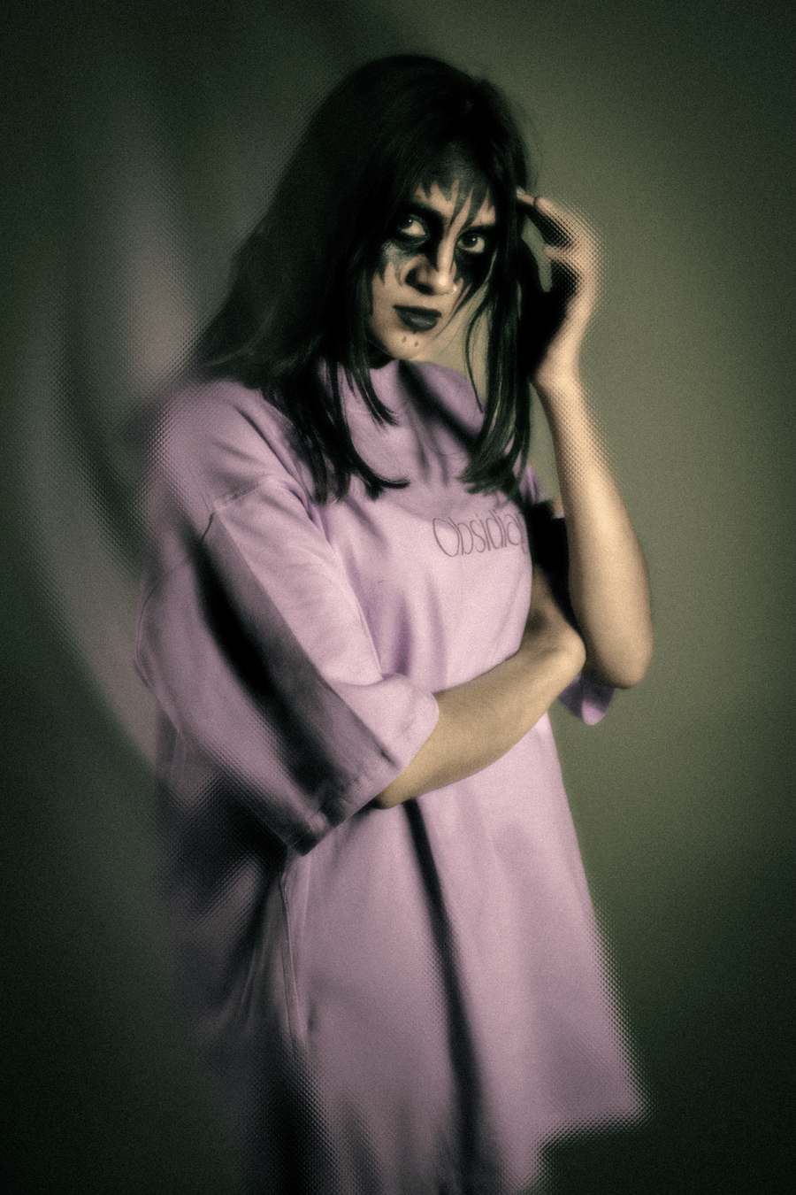 Model wearing Exclusive Lavender Graphic Tee - Dark Mystery Fashion USA