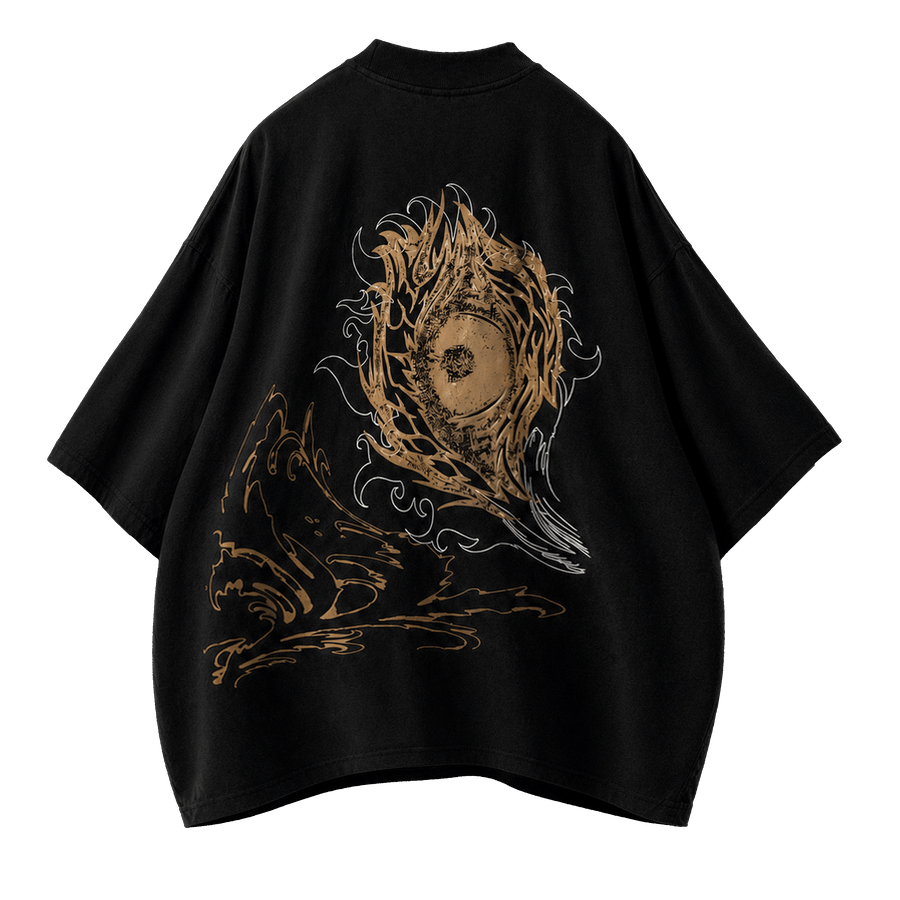 NIGHT GAZE [LTD] — Oversized Occult Graphic Tee — Onyx Black