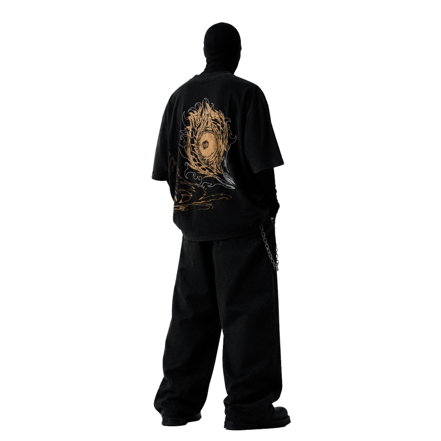 NIGHT GAZE [LTD] — Oversized Occult Graphic Tee — Onyx Black