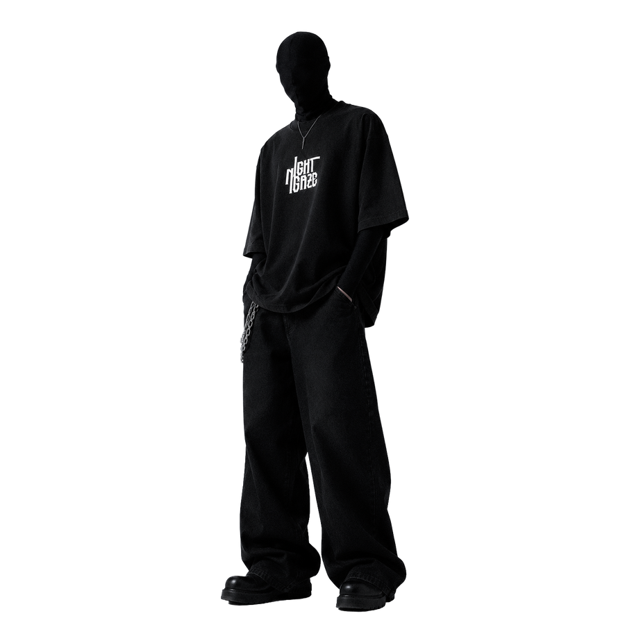 NIGHT GAZE [LTD] — Oversized Occult Graphic Tee — Onyx Black